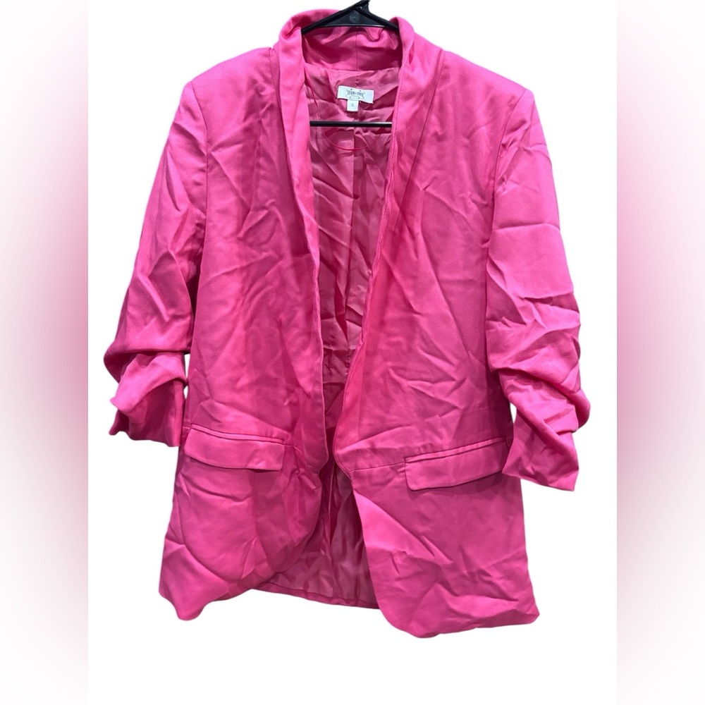 Open-Front Women's Blazer Jacket in Hot Pink